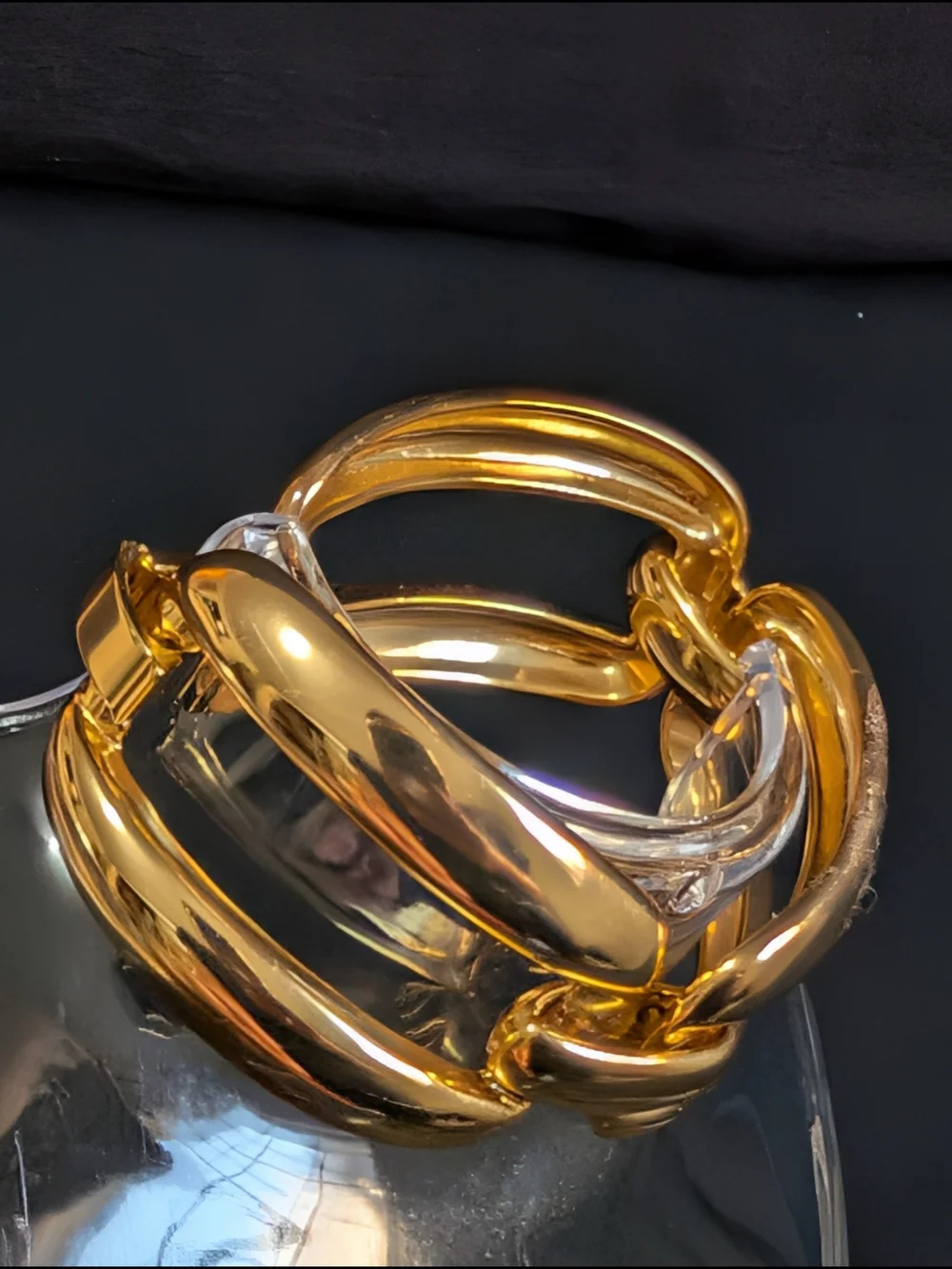 J Crew Golden Metallic Linked Chain Cuff Bracelet - Women Jewelry